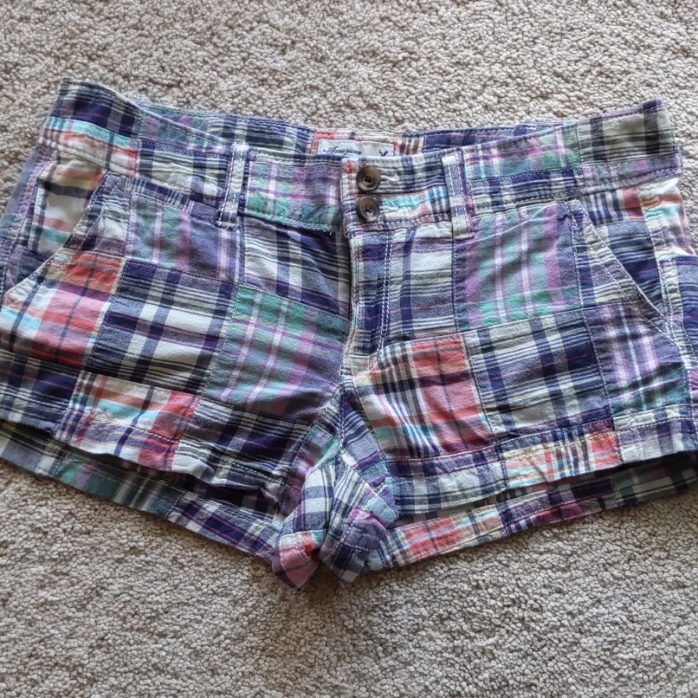 AE plaid shorts